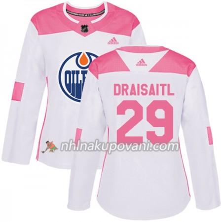 Edmonton Oilers Dresy Leon Draisaitl 29 Bílá 2017-2018 Adidas Růžová Fashion Authentic - Dámské Edmonton Oilers Dresy Leon Draisaitl 29 Bílá 2017-2018 Adidas Růžová Fashion Authentic - Dámské
